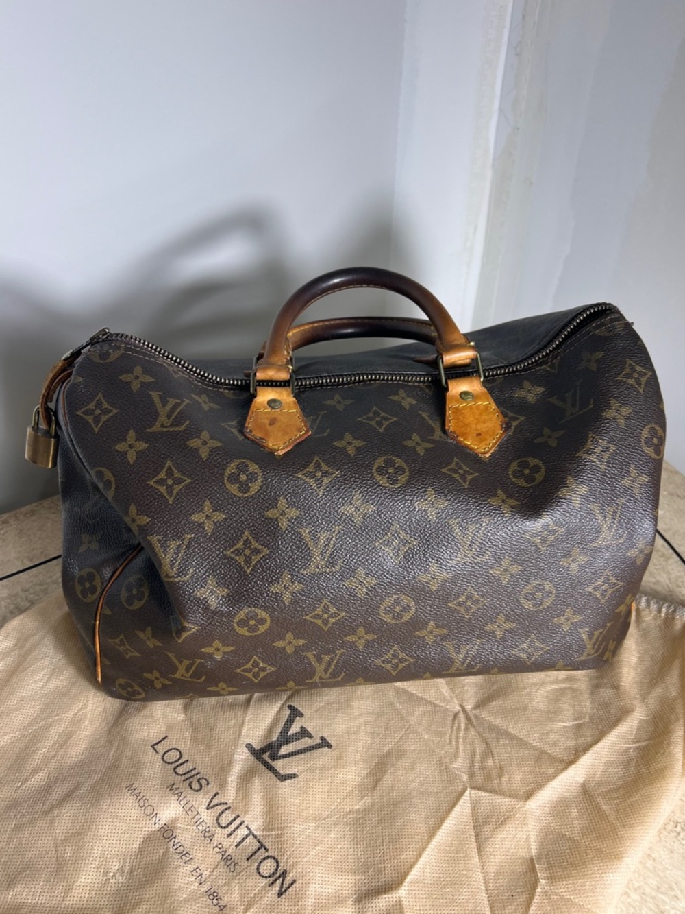 Louis Vuitton Monogram Canvas Duffel Bag in Dark Brown and Tan